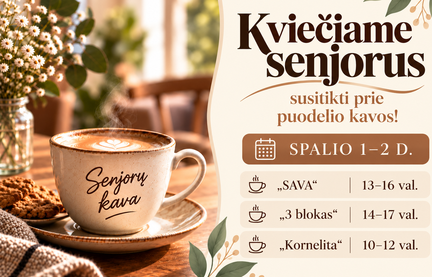 Сеньоров приглашают встретиться за чашкой кофе!